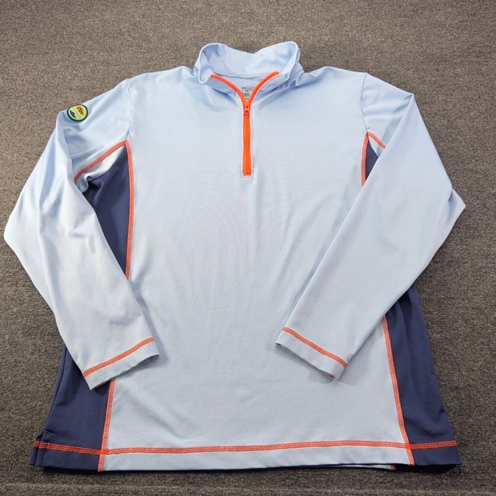 Wears Woody Mens Large 1/4 Zip Performance Pullover Blue UPF50 Made in USA